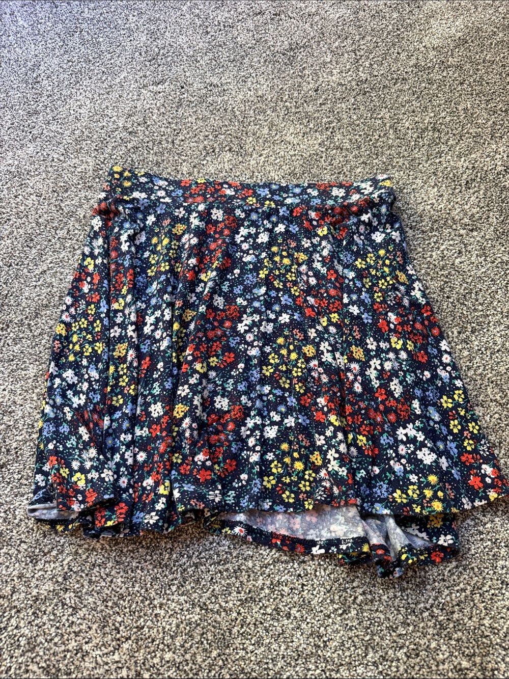 SO Navy Floral Circle Skirt with Red, Yellow, White & Blue Flowers